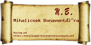 Mihalicsek Bonaventúra névjegykártya